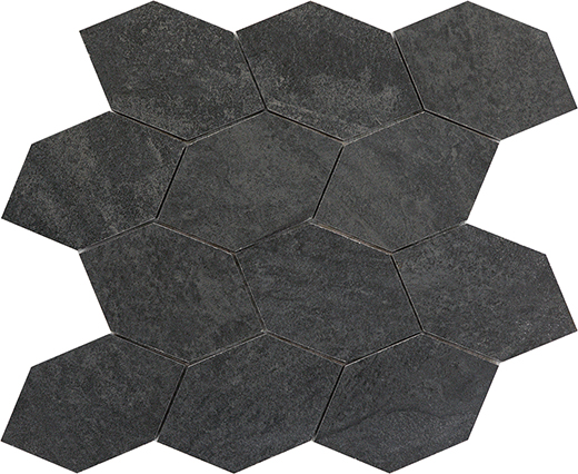 Bedrock Black Natural 12"x12" Foliage Mosaic Sheet | Color Body Porcelain | Floor/Wall Mosaic