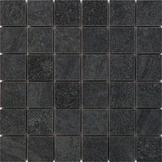 Bedrock Black Natural 2"x2" Mosaic (12"x12" Sheet) | Color Body Porcelain | Floor/Wall Mosaic