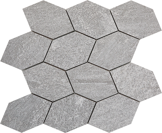 Bedrock Grey Natural 12"x12" Foliage Mosaic Sheet | Color Body Porcelain | Floor/Wall Mosaic