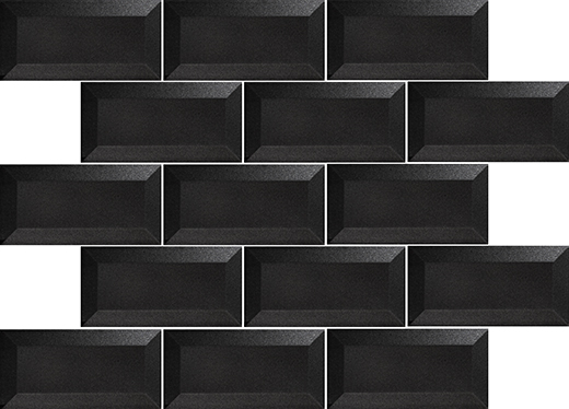 Bevel Glass Black Glossy 2"x4" (12"x12" Brick Mosaic Sheet) | Glass | Wall Mosaic