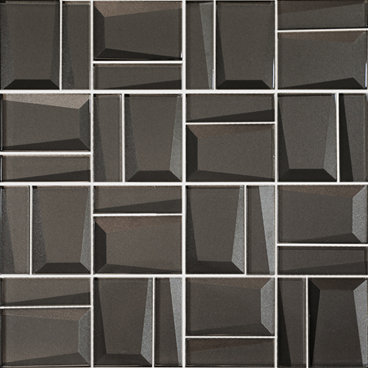 Bevel Glass Grey Glossy 12"x12" Multi Shape Mosaic Sheet | Glass | Wall Mosaic