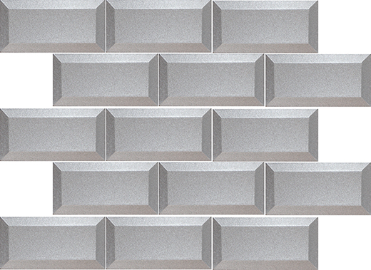 Bevel Glass Silver Glossy 2"x4" (12"x12" Brick Mosaic Sheet) | Glass | Wall Mosaic