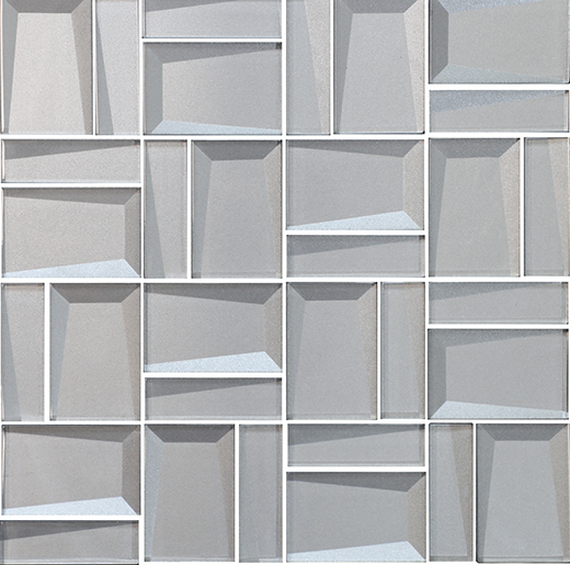 Bevel Glass Silver Glossy 12"x12" Multi Shape Mosaic Sheet | Glass | Wall Mosaic