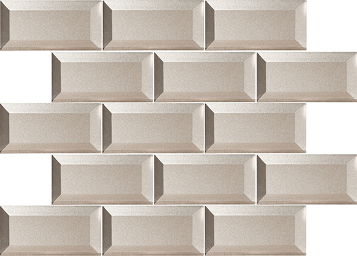 Bevel Glass Taupe Glossy 2"x4" (12"x12" Brick Mosaic Sheet) | Glass | Wall Mosaic