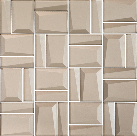 Bevel Glass Taupe Glossy 12"x12" Multi Shape Mosaic Sheet | Glass | Wall Mosaic