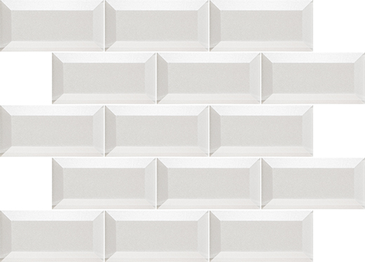 Bevel Glass White Glossy 2"x4" (12"x12" Brick Mosaic Sheet) | Glass | Wall Mosaic