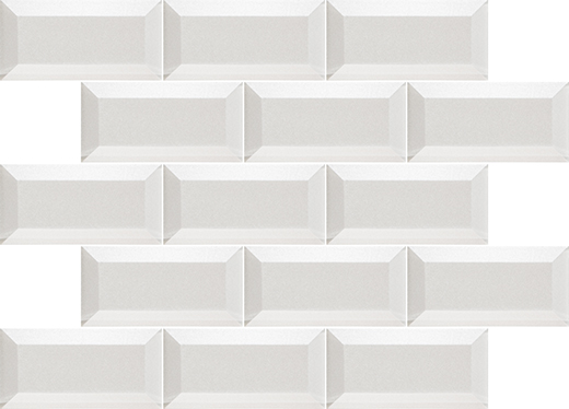 Bevel Glass White Glossy 2"x4" (12"x12" Brick Mosaic Sheet) | Glass | Wall Mosaic