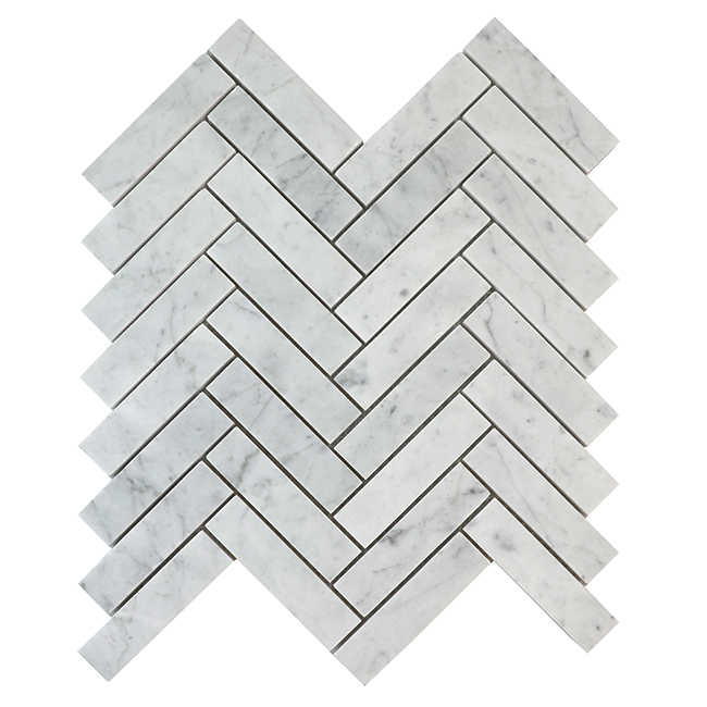 Bianco Carrara Mosaics Bianco Carrara Honed 1"x4" Herringbone | Marble | Floor/Wall Mosaic