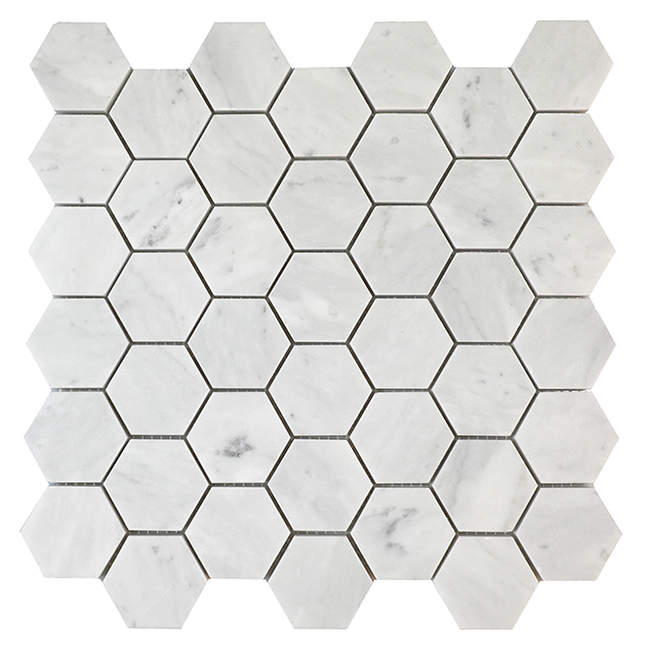 Bianco Carrara Mosaics Bianco Carrara Honed 2" Hexagon | Marble | Floor/Wall Mosaic