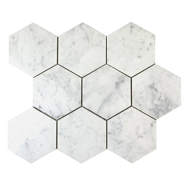 Bianco Carrara Mosaics Bianco Carrara Honed 4" Hexagon | Marble | Floor/Wall Mosaic
