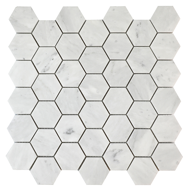 Bianco Carrara Mosaics Bianco Carrara Polished 2" Hexagon | Marble | Floor/Wall Mosaic