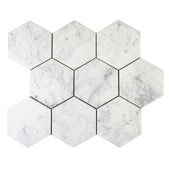 Bianco Carrara Mosaics Bianco Carrara Polished 4" Hexagon | Marble | Floor/Wall Mosaic