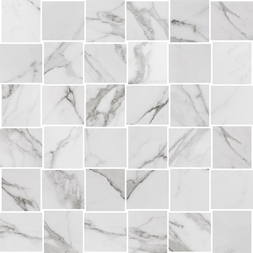 Brasilia Belmar White Matte 2"x2" (12"x12" Mosaic Sheet) | Glazed Porcelain | Floor/Wall Mosaic