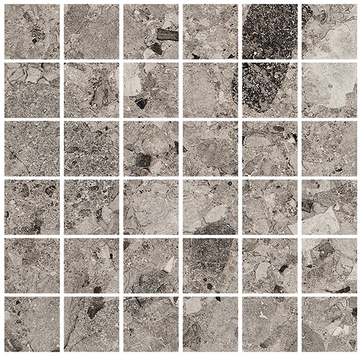 Breccia Grigio Scuro Matte 2"x2" Mosaic | Color Body Porcelain | Floor/Wall Mosaic