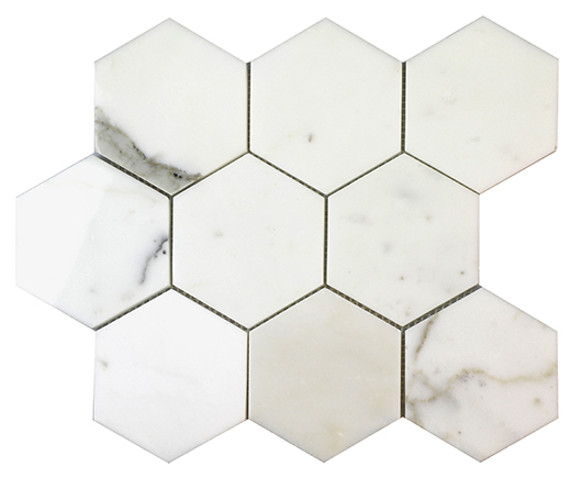 Calacatta Gold Mosaics Calacatta Gold Polished 4" Hexagon | Marble | Floor/Wall Mosaic