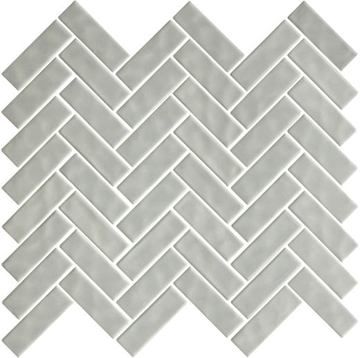 Captiva Grigio Chiaro Glossy 1"X3" Herringbone | Glazed Porcelain | Floor/Wall Mosaic