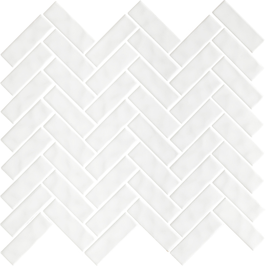 Captiva White Glossy 1"X3" Herringbone | Glazed Porcelain | Floor/Wall Mosaic