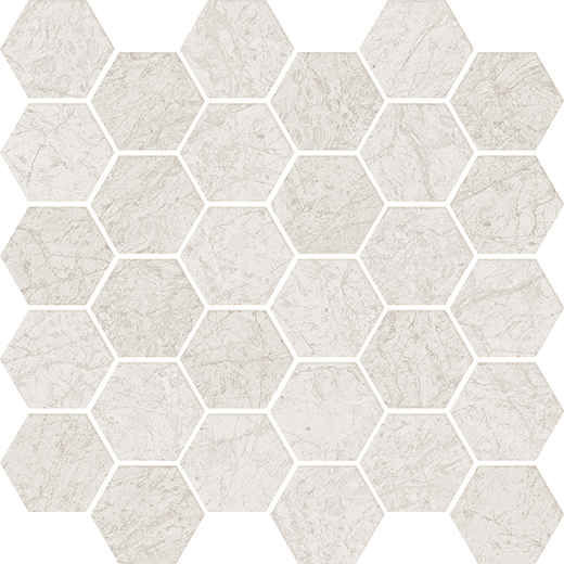 Cathedral Bianco Matte 2" Hexagon | Color Body Porcelain | Floor/Wall Mosaic
