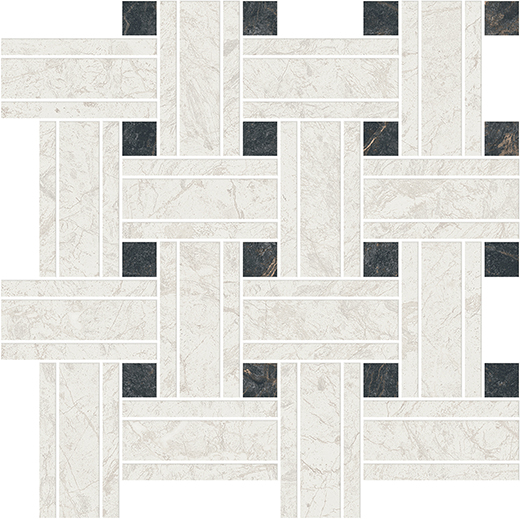 Cathedral Bianco Matte Basketweave | Color Body Porcelain | Floor/Wall Mosaic