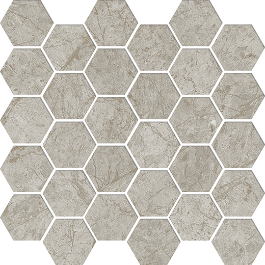 Cathedral Grigio Polished 2" Hexagon | Color Body Porcelain | Floor/Wall Mosaic