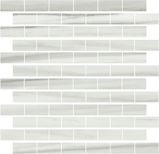 Cava Carrara Zebrino Matte/Honed 1"x2" Mosaic | Color Body Porcelain | Floor/Wall Mosaic