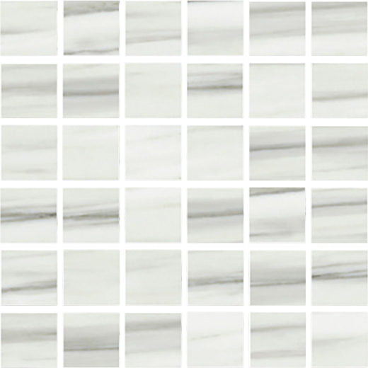 Cava Carrara Zebrino Matte/Honed 2"x2" Mosaic | Color Body Porcelain | Floor/Wall Mosaic