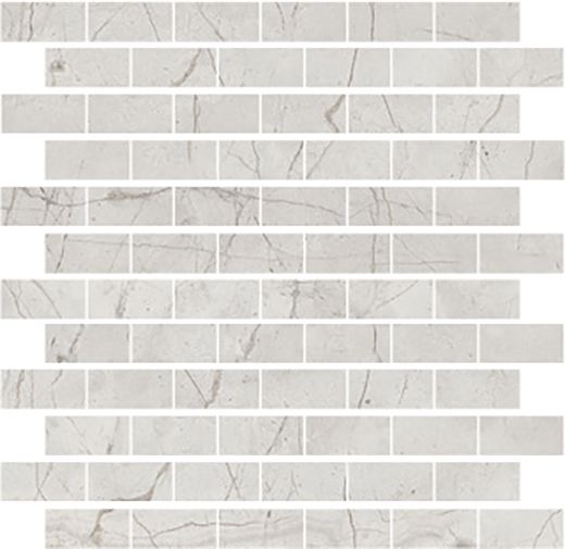 Cava Romano White Matte/Honed 1"x2" Mosaic | Color Body Porcelain | Floor/Wall Mosaic
