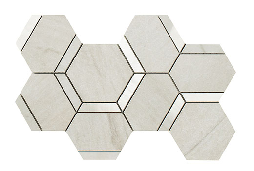 Outlet Charm Calacatta Montblanc Mix 5" Hexagon Deco Mix Calacatta Montblanc | Color Body Porcelain | Floor/Wall Decorative Mosaic
