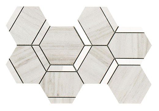 Outlet Charm Helsinki White Mix 5" Hexagon Deco Mix Helsinki White | Color Body Porcelain | Floor/Wall Decorative Mosaic