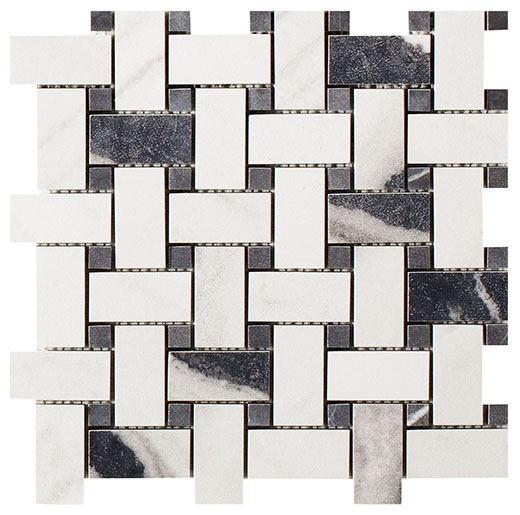 Outlet Charm Panda White Fade Basketweave | Color Body Porcelain | Floor/Wall Mosaic