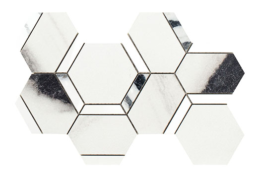 Outlet Charm Panda White Mix 5" Hexagon Deco Mix Panda White | Color Body Porcelain | Floor/Wall Decorative Mosaic