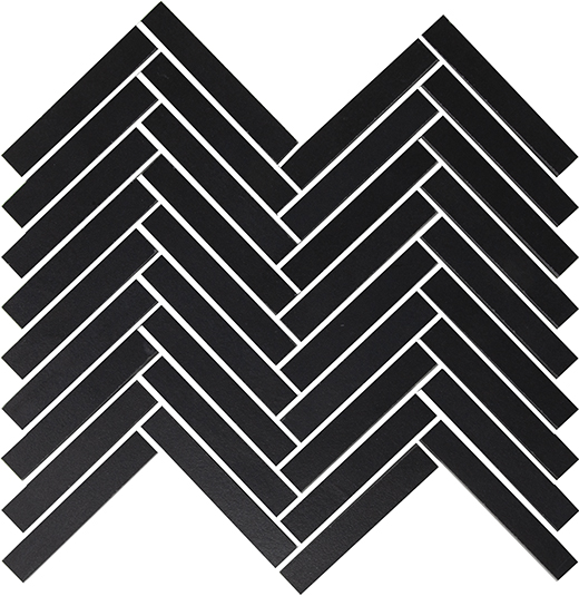 Chroma Star Black Matte 5/8"x4" Herringbone Mosaic Black | Color Body Porcelain | Floor/Wall Mosaic