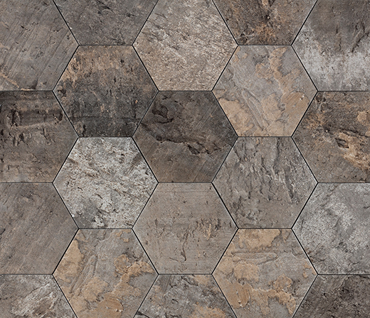 Cinder Back Bay Natural 6"x7" Hex | Glazed Porcelain | Floor/Wall Tile