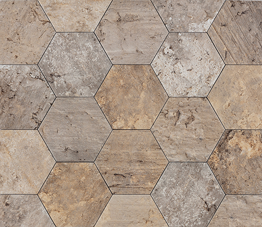 Cinder North End Natural 6"x7" Hex | Glazed Porcelain | Floor/Wall Tile