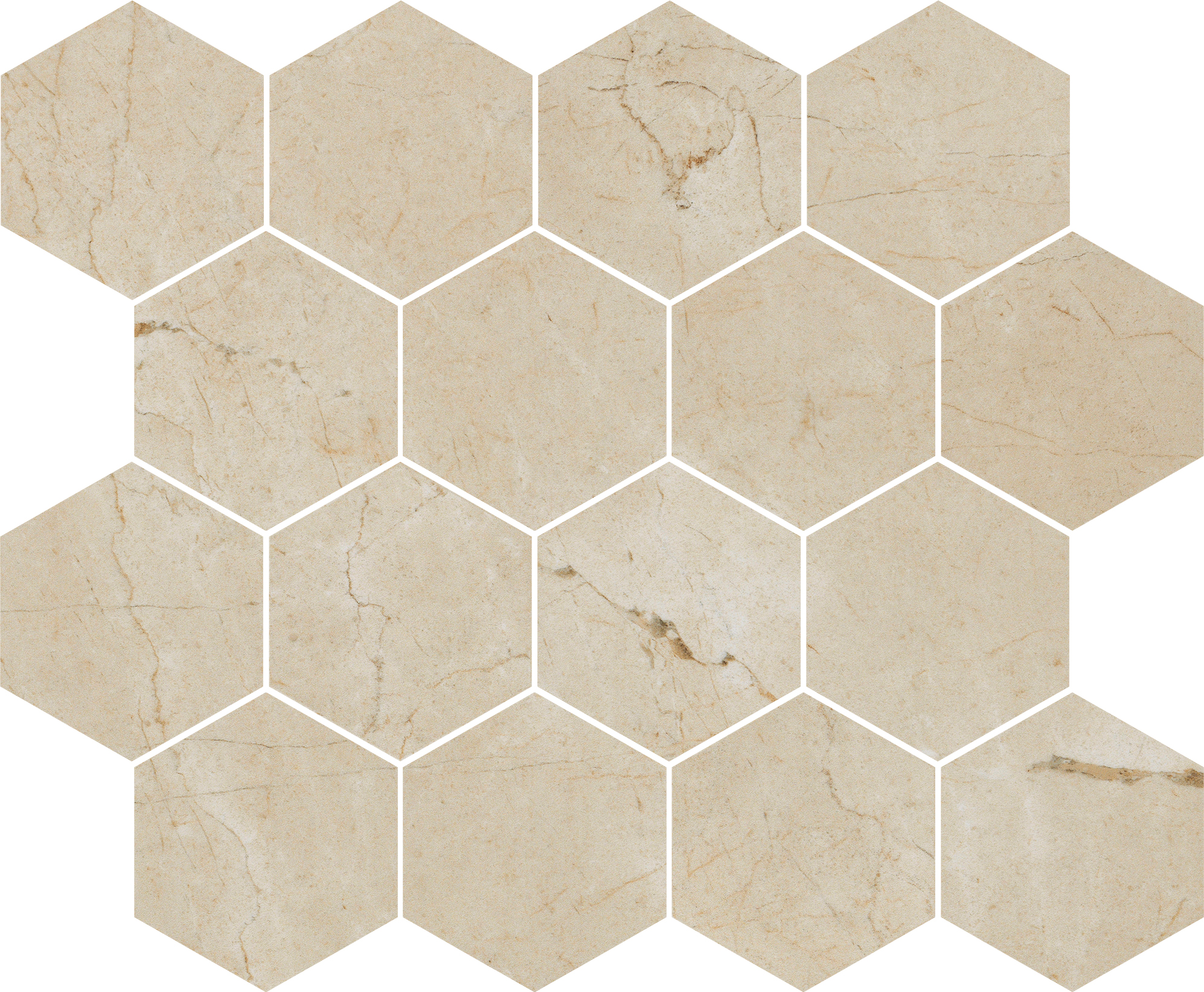 Citadel Grace Matte 3"x3" Hex (12"x12" Mosaic Sheet) | Glazed Porcelain | Floor/Wall Mosaic