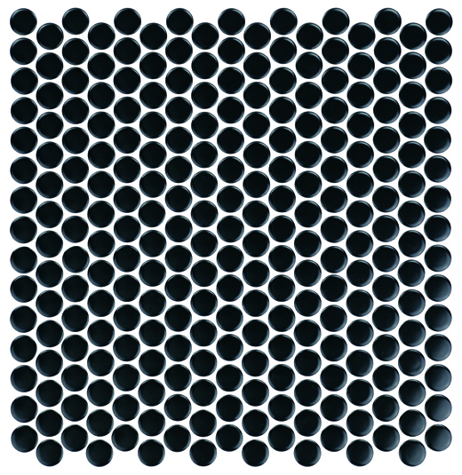 Classico Black Matte 1" Penny Round Black | Glazed Porcelain | Mosaic