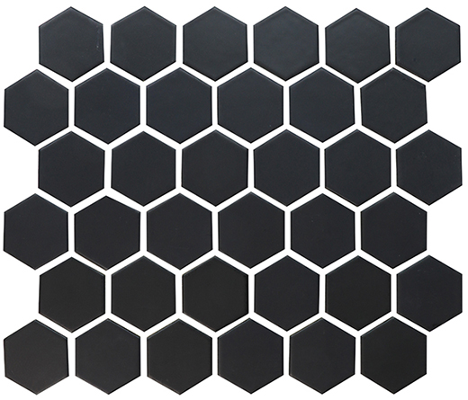 Classico Black Matte 2" Hexagon Black | Glazed Porcelain | Mosaic