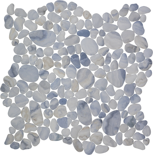Cove Blue Matte Pebble (12"x12" Mosaic Sheet) | Enamel Glass | Floor/Wall Mosaic