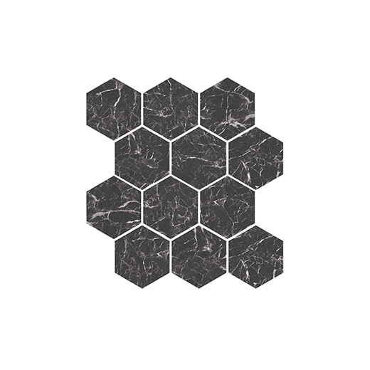 Dynasty  Polished 3" Hexagon Mosaic | Glazed Porcelain | Floor/Wall Mosaic