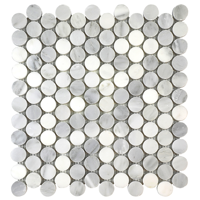 Eastern White Eastern White Polished 1" Penny | Marble | Floor/Wall Mosaic
