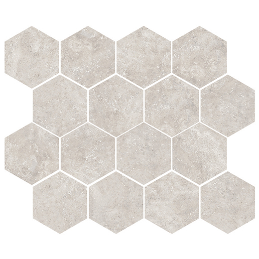 Edessa White Matte/Brushed 3" Hexagon | Color Body Porcelain | Floor/Wall Mosaic
