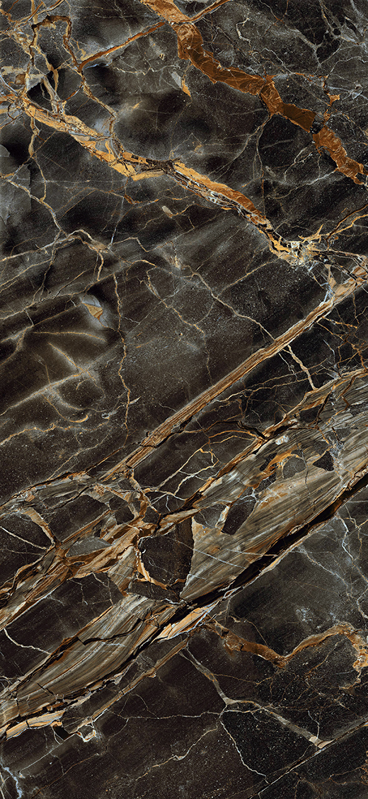 Elara Caravaggio Gold Polished 48"X109.5 | Color Body Porcelain | Slab