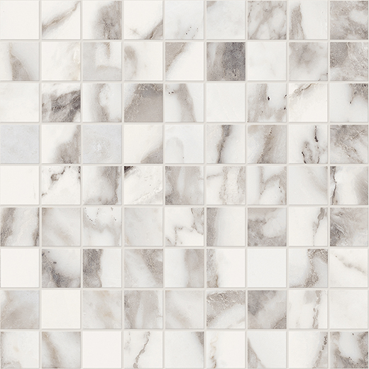 Emilia Arabescato Matte 1"x1" (12"x12" Mosaic Sheet) | Color Body Porcelain | Floor/Wall Mosaic