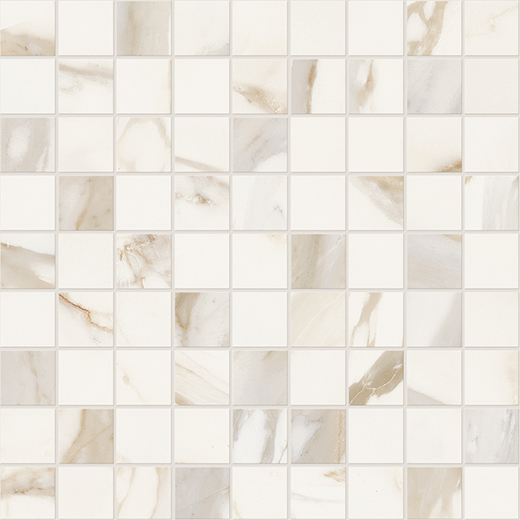 Emilia Calacatta Matte 1"x1" (12"x12" Mosaic Sheet) | Color Body Porcelain | Floor/Wall Mosaic