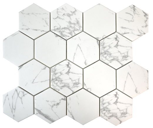 Enamel Hexagon Arabescato Matte 3" Hexagon | Enamel | Floor/Wall Mosaic