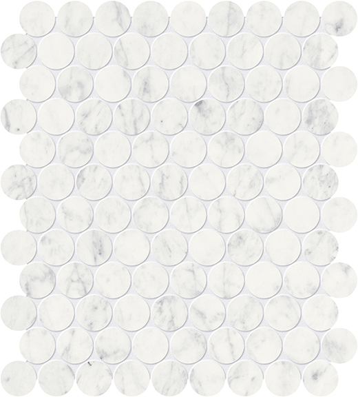 Eterna Bianco Honed 1.25" Penny Ro-nd | Marble | Floor/Wall Mosaic