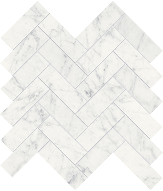 Eterna Bianco Polished 1.25"x4" Herringbone | Marble | Floor/Wall Mosaic