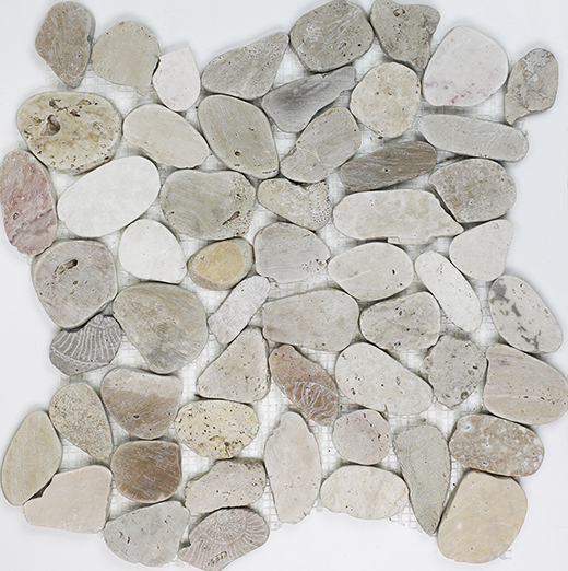 Fossil Imprints Light Natural Pebbles Mosaic Light | Stone | Floor/Wall Mosaic