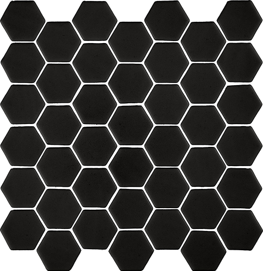 Fusion Black Natural 2" Hexagon Mosaic | Glass | Floor/Wall Mosaic