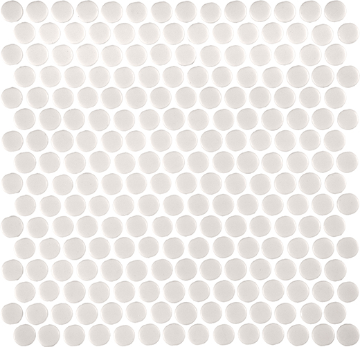 Fusion White Natural 3/4" Penny Mosaic | Glass | Floor/Wall Mosaic